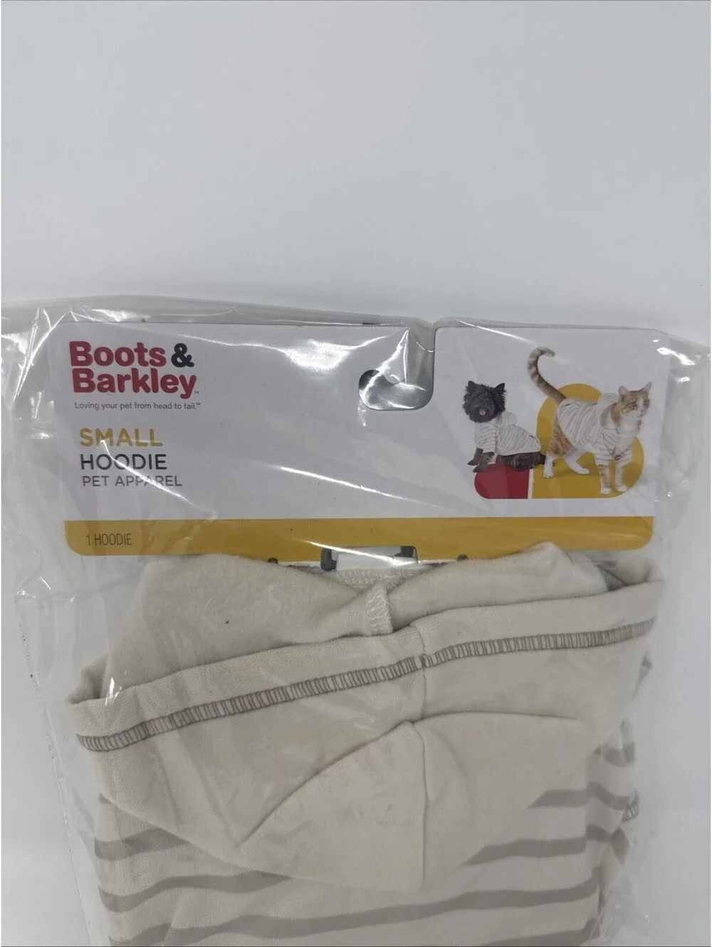 Boots & Barkley Lightweight Striped Dog Cat Hoodie Small Gray/White New